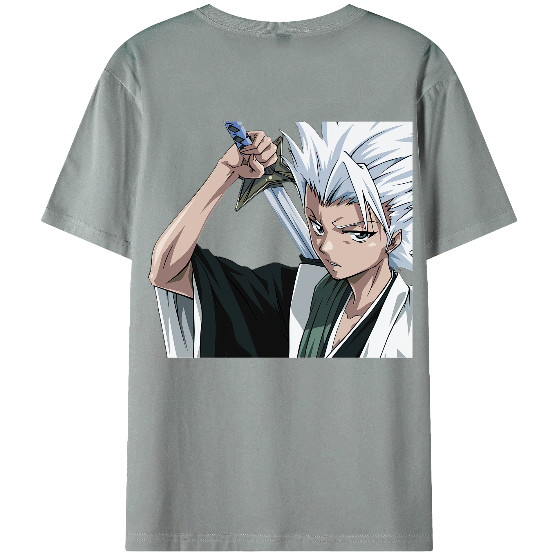 （画像用） ブリーチ 日番谷冬獅郎（ひつがや とうしろう） BLEACH Hitsugaya Toushirou 綿100％ メンズ半袖Tシャツ（バックプリント） 通気性